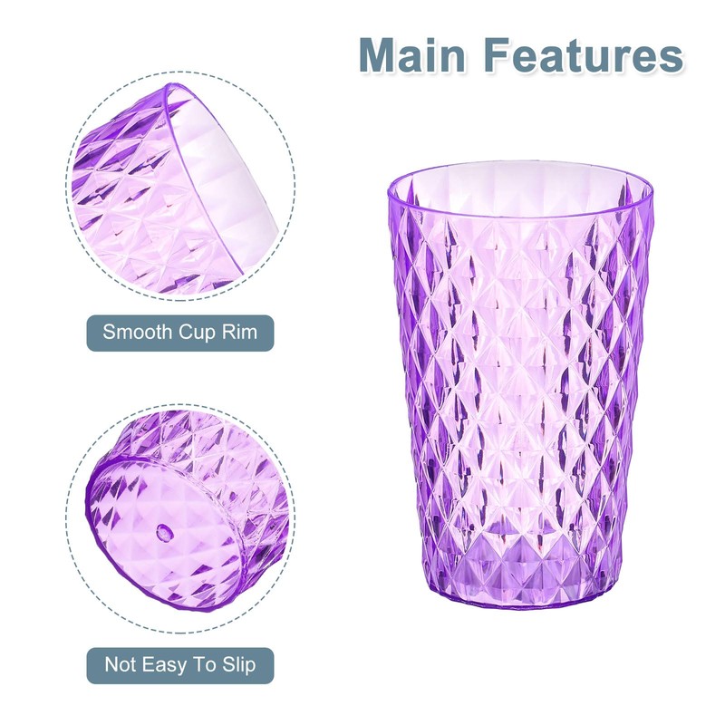 sourcing map 4Pcs Plastic Drinking Cups, Transparent Unbreakable Reusable Water