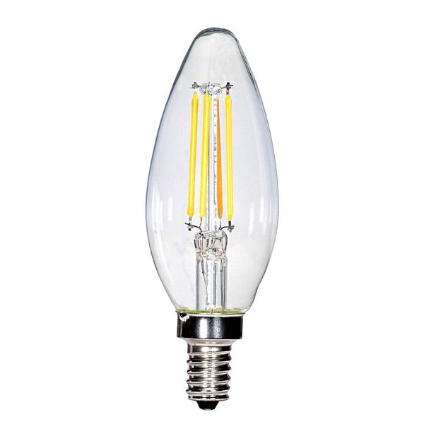Satco S28613 Candelabra Bulb in Light Finish, 3.88 inches, Clear
