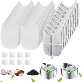 8 Pack Filters Replacement Filter for FS10 Plus Cat Fountain, 6 Layer Filter, Pet Drinking Fountain for 138 fl oz/4.1L FS10 Plus (White, 8 Filters + 32 Sponges & 8 Pump Filters)