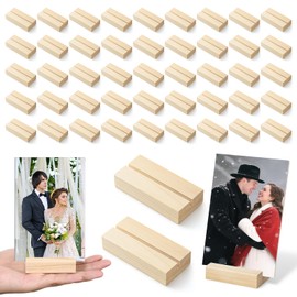 Bruislard 50 Pieces Wood Place Card Holders, Picture & Photo Holder, Wood Table Number Stands for Wedding, Ceremony, Birthday Party, Home Decoration