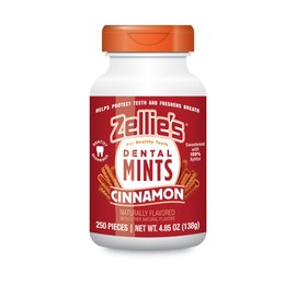 Zellie's | 100% Xylitol Cinnamon Breath Mints | No Aspartame, Gluten Free, Vegan & Kosher Mints (250 Count - Pack of 1)
