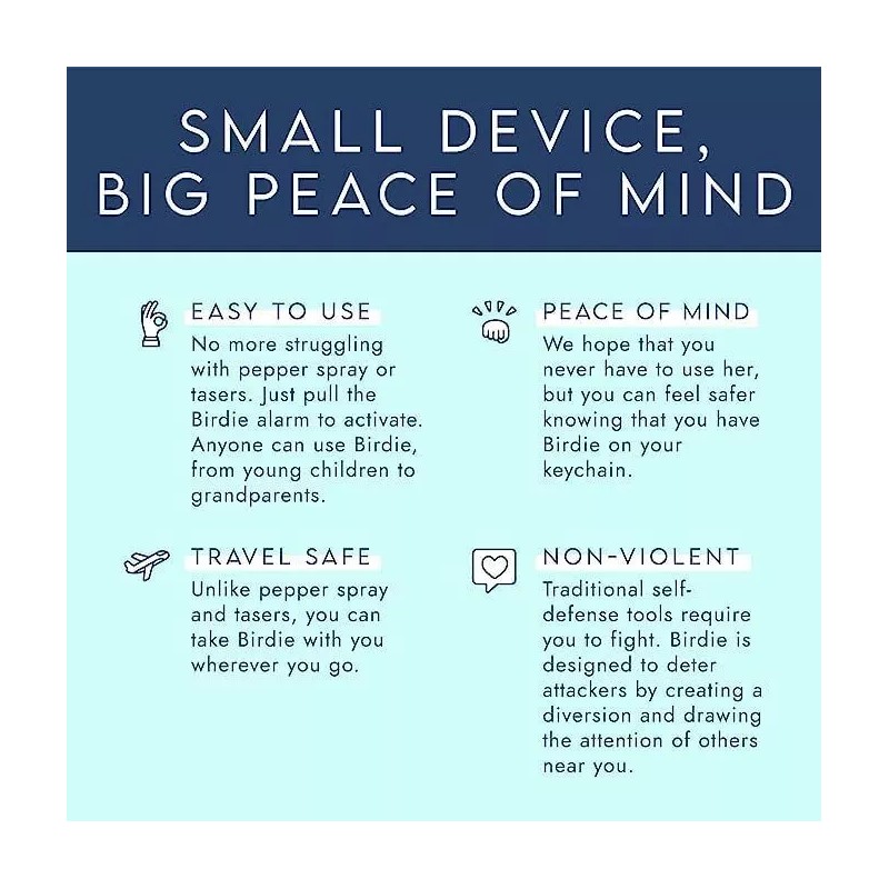 As shown EmpowerHer Personal Safety Alarm with Loud Siren and