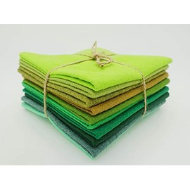 Wool Blend Craft Felt Square Colour Pack 9" / 22cm EN17 Standard 10 Pack (Greens)