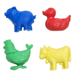 Farm Animal Counters, Set of 24 4 Different Animals (Cow, Duck, Pig, and Chicken) in six Bright, stimulating Colors