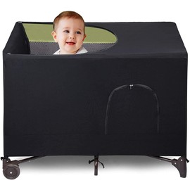 Crib Tent Cover Portable Crib Blackout Cover Crib Shade Canopy with Safety Vents Crib Tent Cover Breathable Baby Darkening Cover Tent for Indoor or Outdoor Portable to Sleeping or Play