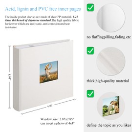 Linen Photo Album Slip-in Album with 100 Pages, Small Photo Album for Inserting Holds 200 Photos in 10 x 15 Format Horizontal or 100 Photos in 13 x 18 Vertical Format (Classic Beige)