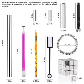 DANNEASY 55pcs Cat Eye Magnet for Nails, Cat Eye Gel Nail Polish Magnet Kit, Strong Magnetic Nail Polish Tools, Cat Eye Nail Art Magnet for Salon & Home DIY Nail Accessories