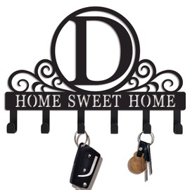 SIFZYJGN Metal Letter D Key Holder for Wall, Monogram Coat Rack Wall Mount, Key Hooks Perfect for Bathroom, Living Room, Kitchen, Office Ideal Wedding, Anniversary, Housewarming Gift (D)