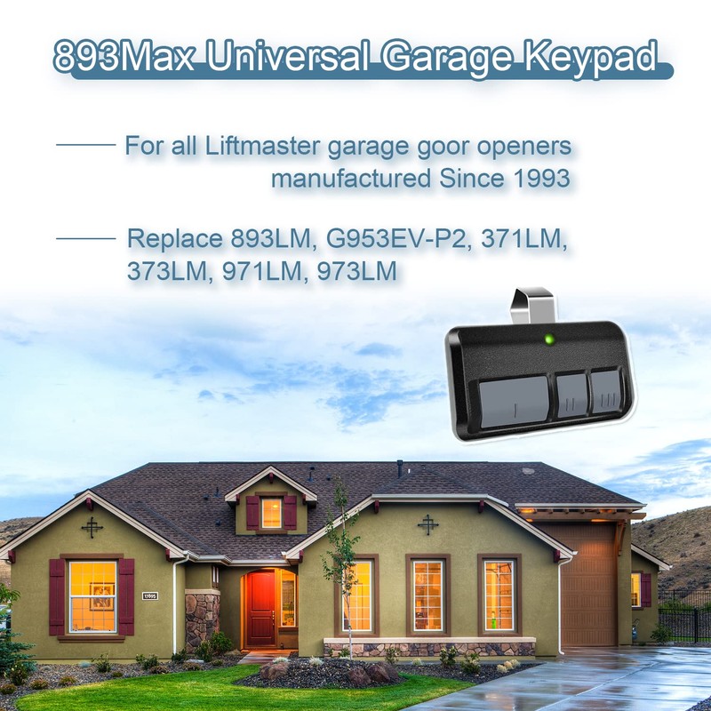 877MAX Keypad with 2 Pack 893MAX Remote, Fit for Liftmaster/Chamberlain