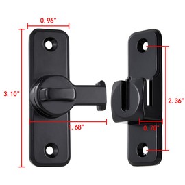 Wocoe Barn Door Latches,Black 90/180 Degree Gate Lock,Zinc Alloy Right Angle Door Lock Latch,Flip Gate Latches Hardware,Door Security Sliding Door Latch Lock for Cabinets
