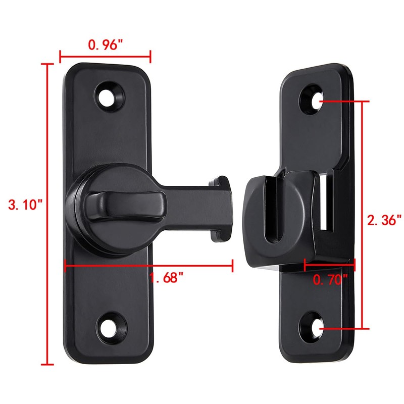 Barn Door Latches,Black 90/180 Degree Gate Lock,Zinc Alloy Right Angle