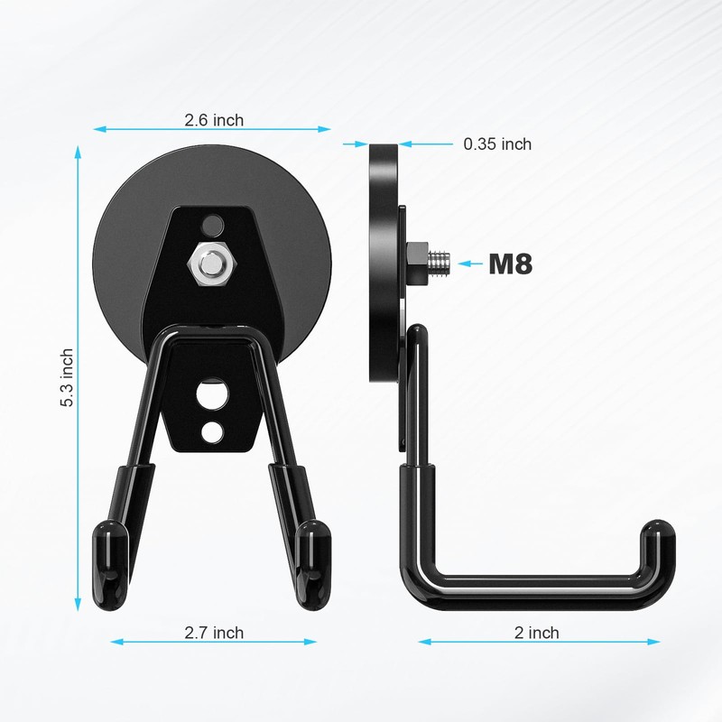 2-Pack Large Heavy-Duty Magnetic Garage Hooks - Strong Magnetic Tool