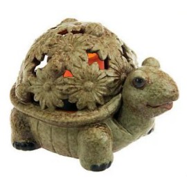 QVC Home Reflections Home Reflections QVC Garden Spring Luminary Porcelain TURTLE w/ Flameless Candle
