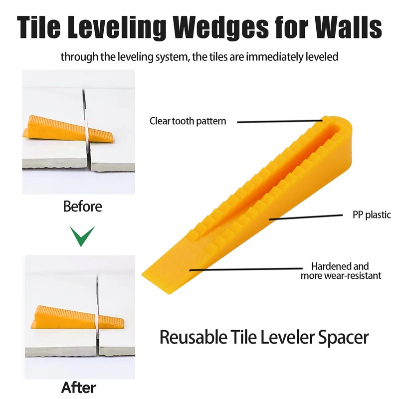 Tile Leveling System Wedges, Akozon Tile Leveling Wedge Reusable Wedges