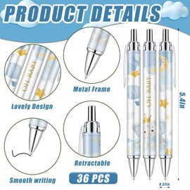 EYNDYN 145 Pieces Baby Shower Favors for Guest Blue Elephant Ballpoint Pens and Keychains Gifts Bulk Retractable Baby Shower Pens Gender Reveal Greeting Cards Souvenirs Prizes