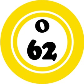 Kiwi Gifts O 62 O62 Bingo Ball - 3 Pack Circle Stickers 3" x 3" - Hobby Number Board Lucky