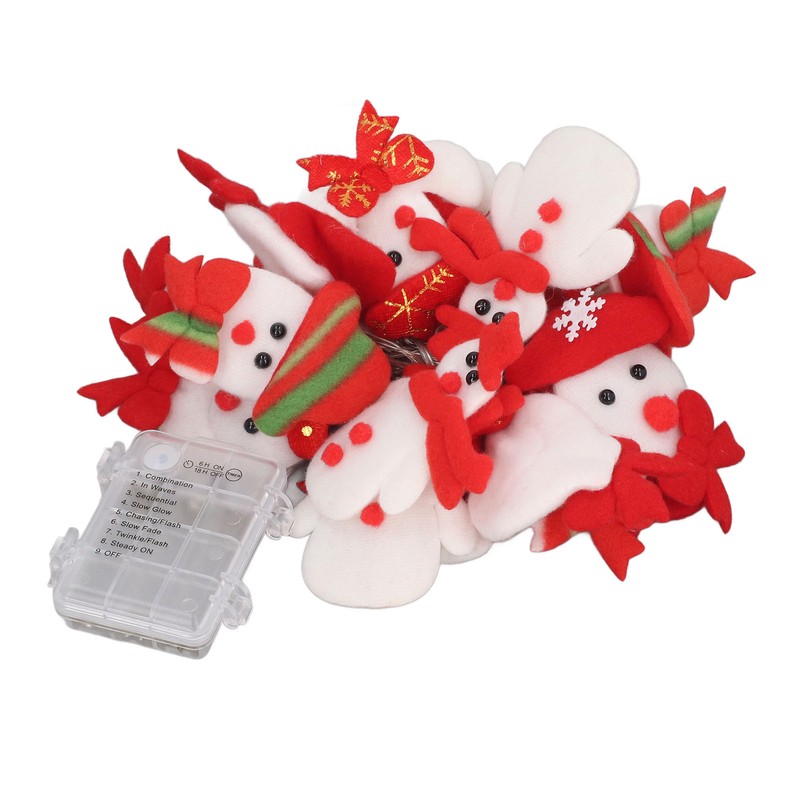 Snowman String Lights Cute Snowman Design 6.6ft Long Remote Control
