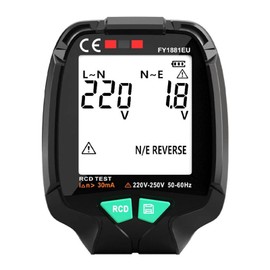 Ailao Socket Tester, Full Screen Socket Tester Ground Zero AC Voltage RCD Test Plug Polarity Phase Test 30V-250V (EU Plug)