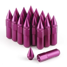 SINGARO 20PCS M14X1.5 Wheel Lug Nuts, Cap Spiked Extended Tuner 60mm Aluminum Wheels Rims Lug Nuts (Purple)