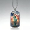 GuoShuang American 250th Anniversary Dog Tag Pendant Necklace, Silver Stainless