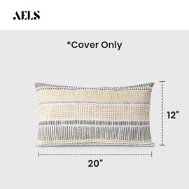 AELS Boho Decorative Striped Lumbar Pillow Covers 12x20, Modern Mid Century Lumbar Support Pillow Cover, Farmhouse Rustic Woven Cushion Case for Bed Couch Sofa, Mustard Yellow Gray