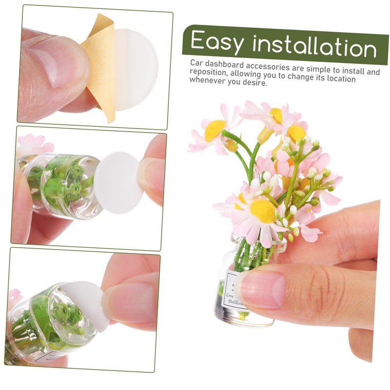 ULTECHNOVO 3 Pcs Cute Mini Flower Vases for Car Aesthetic