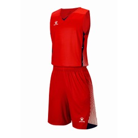 KELME Pro Basketball Jersey and Shorts for Men's and Women's - Unisex Basketball Shirt and Shorts - Team Scrimmage Uniform (Red, Small)