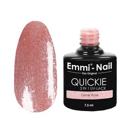 Emmi Nail Quickie Glitter Rose 3-in-1 (Dusky Pink, L044), LED UV Base Coat, Colour & Top Coat, Up to 3 Weeks Shine, Scratch-Resistant, Shockproof, Vegan, 7.5 ml
