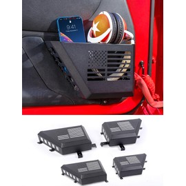 Savadicar Metal Door Pockets, American Flag Door Side Organizer Compatible with 2011-2018 Jeep Wrangler JK JKU, Front and Rear Door Storage Accessories, Replace Sagging Nets, 4PC Set