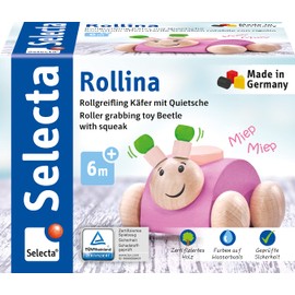 Rollina 61072 Pink Wooden Grasping Toy with Squeaker 7.5 cm