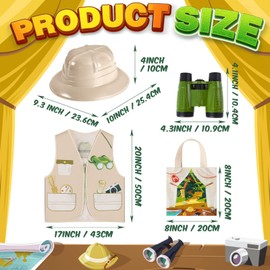 Haysandy Haysandy 48 Pcs Kids Explorer Costume Set Include Plastic Explorer Safari Hats Jungle Party Vest Safari Tote Bag Adventure Binoculars for Kids Activities Jungle Zoo Birthday Party Supplies Favors
