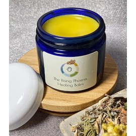The Rising Phoenix Healing Balm- Muscles, Joints, Pain, 28 Herbs 2 Oz Glass Jar