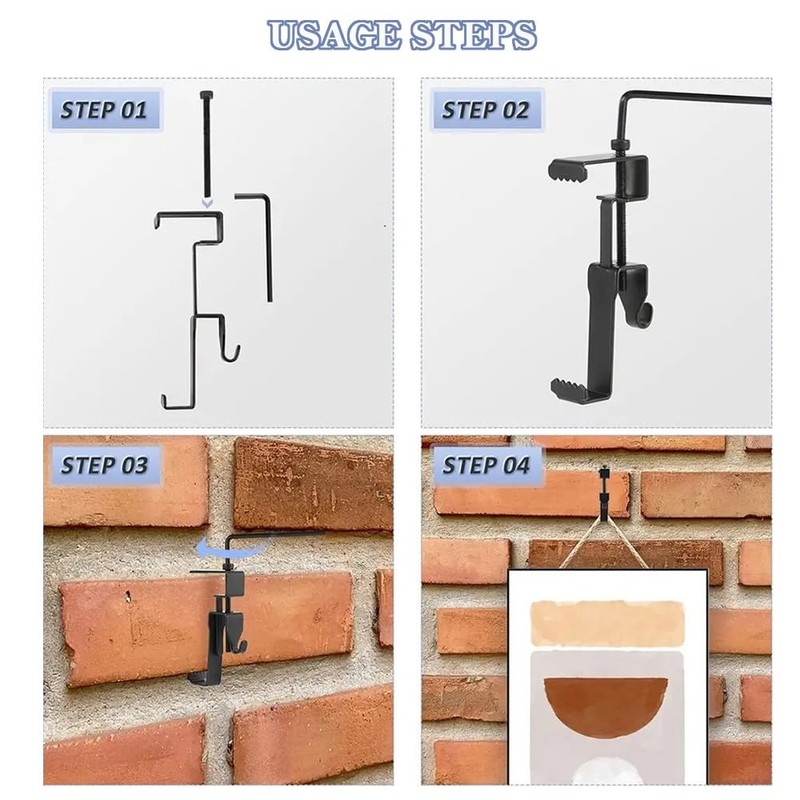QISANKEE 6 Pack Brick Clips Hanger Hooks, Mount on Without