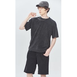 Men's Vintage Cotton Wash Solid T-Shirts Oversized Unisex Short Sleeve Streetwear Rap Hip Hop Basic Tee Tops (XX-Large, Black)