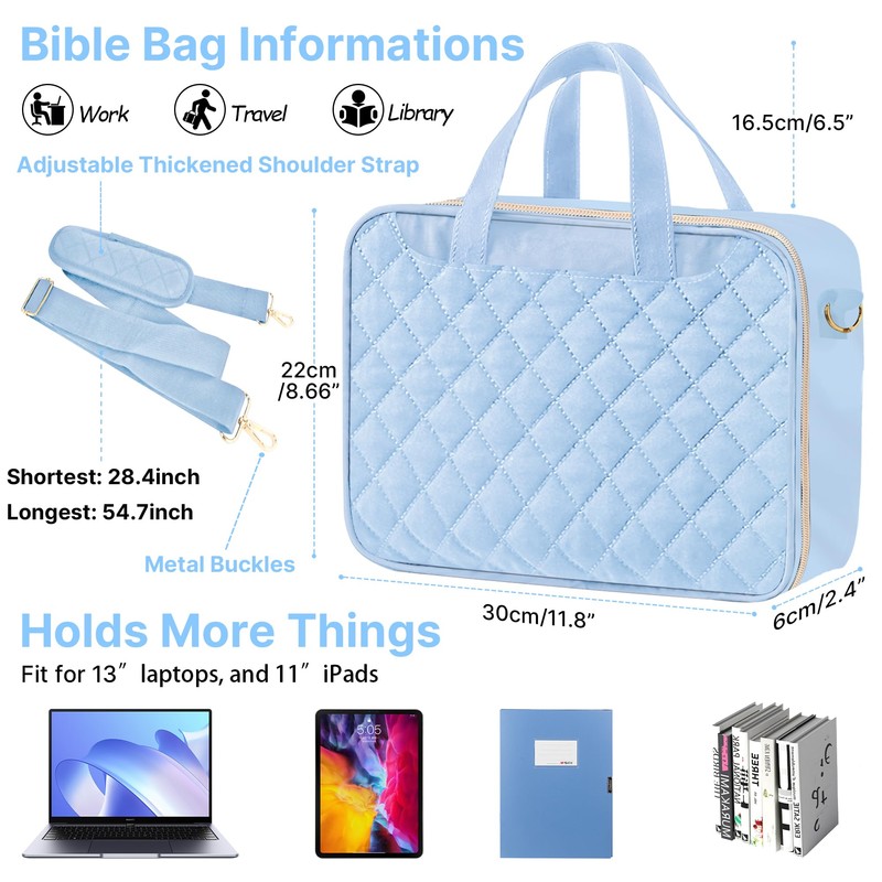 PUGPIU Bible Cover Case for Women, Large Quilted Bible Bag