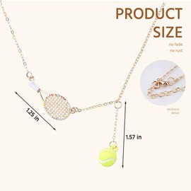 Tennis Ball Friendship Necklace for Best Friends Women Men Inspirational Birthday Graduation Gifts Tennis Lover Hair Accessories for Player Daughter Son Tennis Racket Necklaces