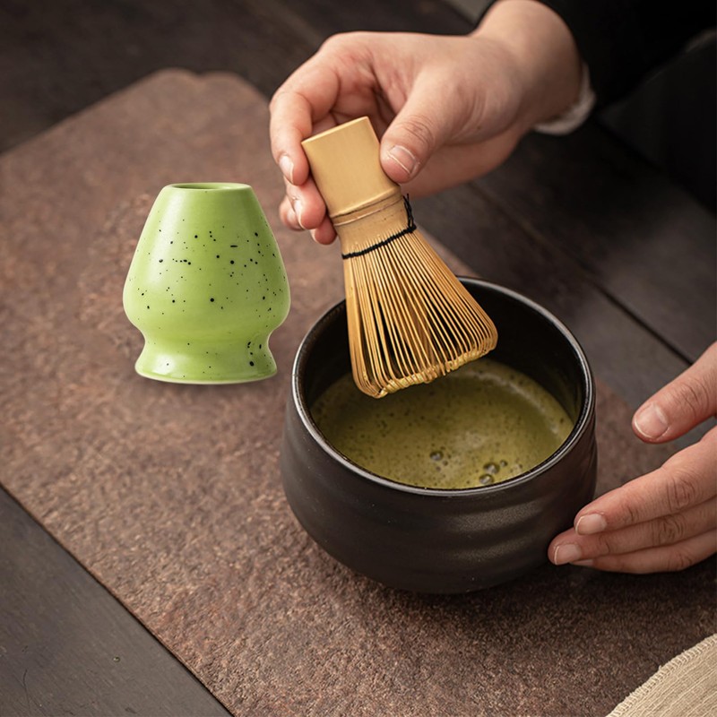 Matcha Tea Set with Bamboo Matcha Whisk and Spoon, Ceramic