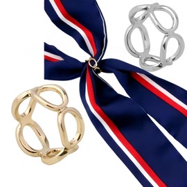 SYWDUDUCLT 2 Pcs Scarf Rings For Women,Scarf Shawl Buckle Ring, Gold/Silver