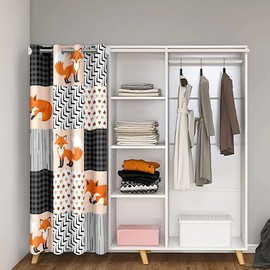 Feelyou 1 Panel, 34"x80" Kawaii Fox Door Cover Curtain Boys Girls Geometric Pattern Doorway Curtain Privacy Orange 30%-50% Blackout Insulated Thermal Curtain Cute Animal Window Treatments