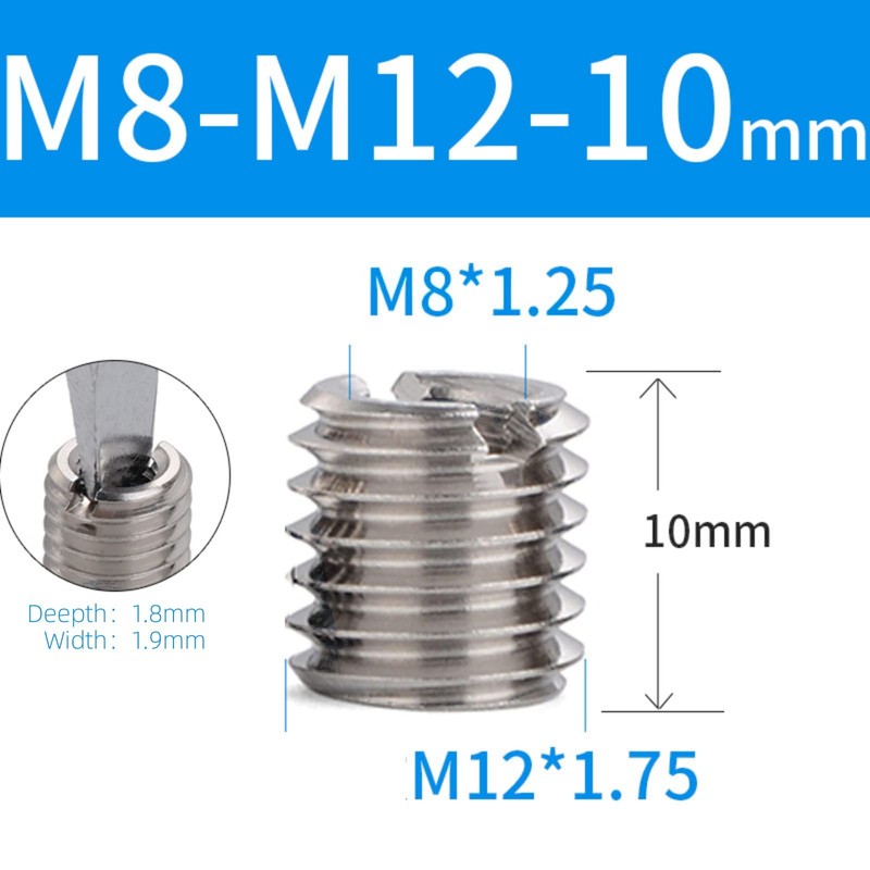 Self Tapping Thread Insert, 10 Pieces 10mm Thread Repair Sleeves