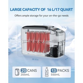 JOYFRIGO Car Refrigerator, 12 Volt Refrigerator, Slim Design, 0℉~50℉ Portable Refrigerator Car Fridge, 17 Quart(16L) Electric Cooler, 12v Cooler for Car Vehicles, Truck, Camping, Travel, Home, RV