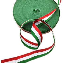 45 Meters Stripe Grosgrain Ribbon Striped Fabric Lace Trimming Patriotic Ribbon Strap Belt Width 2.5cm for Clothing Embellishments Gift Wrapping(White Red and Green)