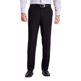 Haggar Men's Premium Comfort Dress Pant-Straight Fit Flat Front (Regular and Big & Tall Sizes), Black, 32W x 34L