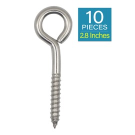 IMSCREWS 10-Pack 2.8 Inch 304 Stainless Steel Eye Screws – Eye Hooks for Indoor and Outdoor Use