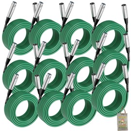 FAT TOAD 50ft XLR Mic Cables (ShieldedPRO X Series) 12 Pack – Green Patch Microphone Cords with Balanced 3-Pin Lo-Z Connectors – 24 AWG Wire for Studio, DJ & Live Sound