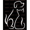 Dog & Cat Line Art Silhouette-Car