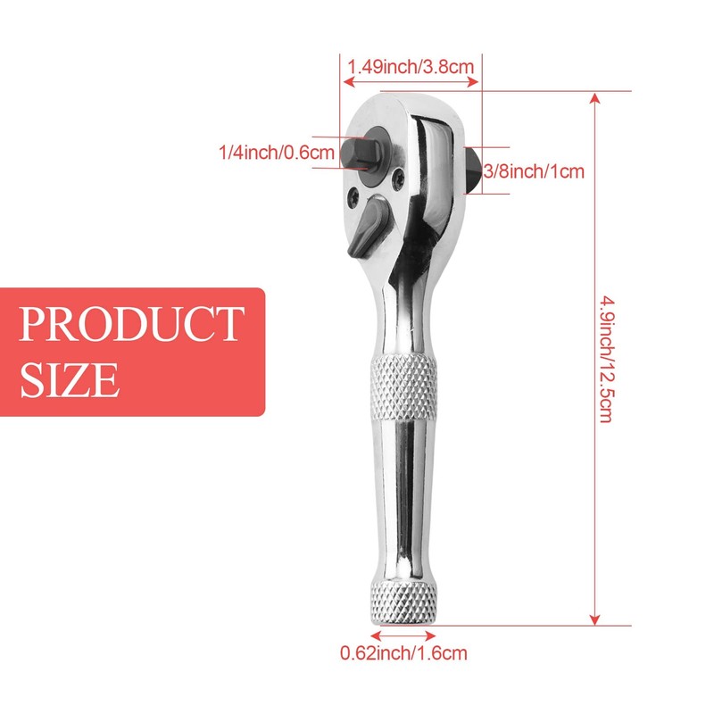 Hausdec 72 Teeth Ratchet Socket Wrench Mini 1/4Inch 3/8Inch Double