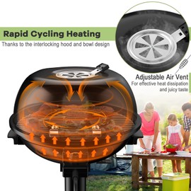 Giantex Electric Grill Indoor Outdoor, 1600W Portable Barbecue Grill with Removable Non-Stick Grilling Rack, Adjustable Temperature, Oil Drip Tray, for Picnic Camping Backyard Cooking (Black)