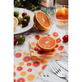 NUTS Beeswax Wrap Citrus [Set of 2] Beeswax Wrap, Beeswax, Cotton, 100% Organic Cotton, Reusable, Food Storage, Breathable, Long Lasting, Can Last Up To One Year, Sustainable, Natural, Zero Waste,