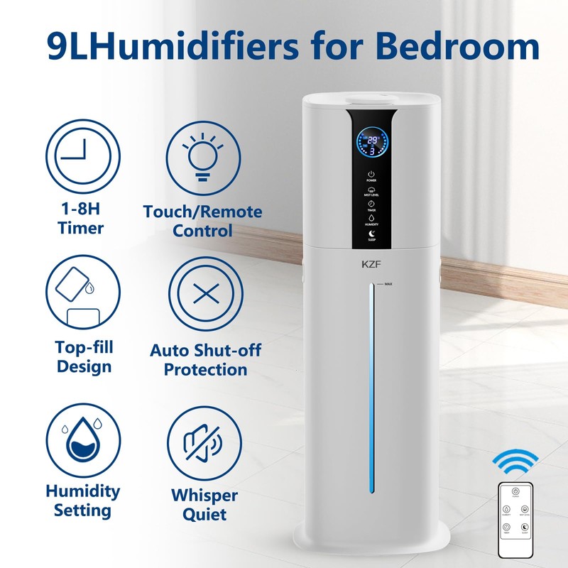 9L Smart Humidifiers for Bedroom Large Room, 2.3Gal Cool Mist